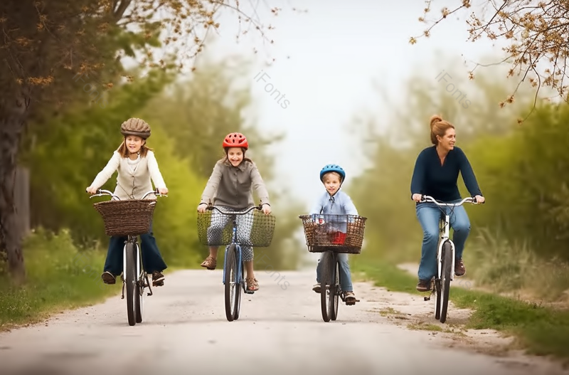 开心幸福全家骑自行车照片素材,高清,摄影图,摄影图片,图片大全,摄影图免费下载